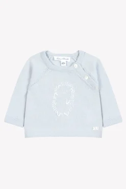 Pull Bleu broderie hérisson