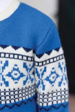 Pull Bleu électrique motif jacquard