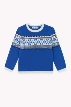 Pull Bleu électrique motif jacquard