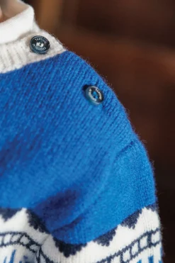 Pull Bleu électrique motif jacquard