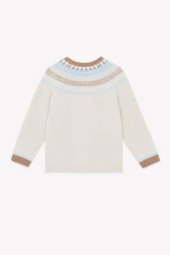 Pull Beige chiné motif jacquard