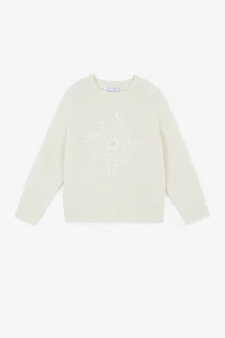 Pull Ecru illustration flocon