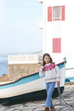 Pull Ecru motif jacquard