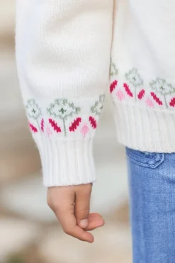 Pull Ecru motif jacquard