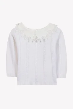 Pull Ecru col broderie anglaise