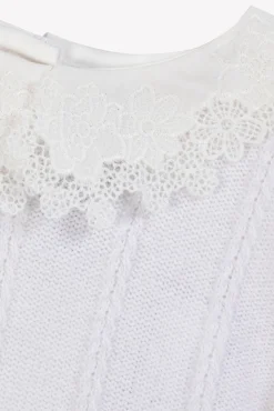 Pull Ecru col broderie anglaise