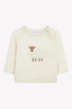 Pull Ecru broderie mouton