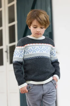 Pull Gris foncé chiné motif jacquard