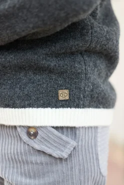 Pull Gris foncé chiné motif jacquard