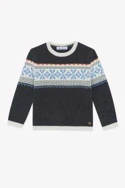 Pull Gris foncé chiné motif jacquard