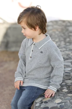 Pull Gris chiné col pointu