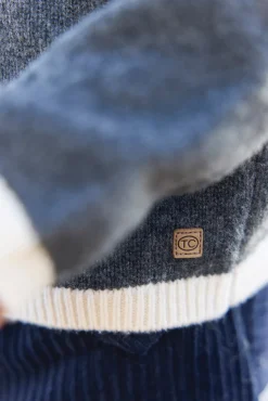 Pull Gris foncé chiné motif jacquard