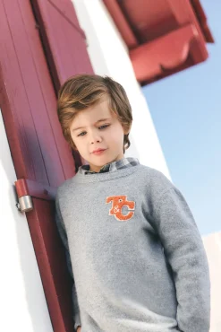 Pull Gris chiné laine signature TC