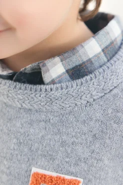 Pull Gris chiné laine signature TC