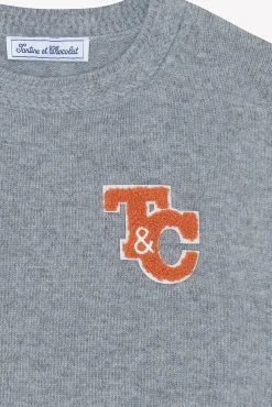 Pull Gris chiné laine signature TC