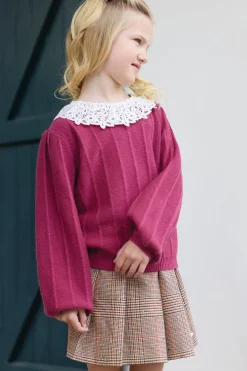 Pull Magenta col volanté