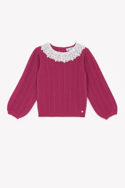 Pull Magenta col volanté