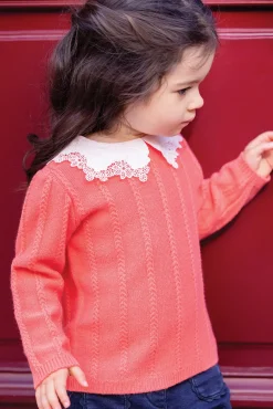 Pull Praline col broderie anglaise