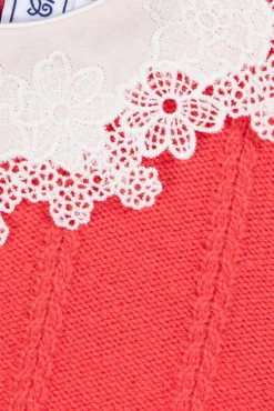 Pull Praline col broderie anglaise