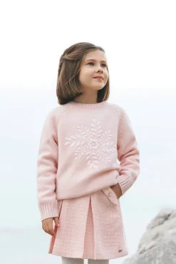 Pull Rose poudré illustration flocon