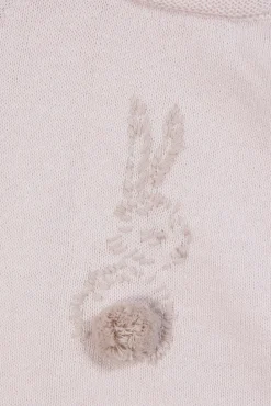 Pull Rose pâle broderie lapin