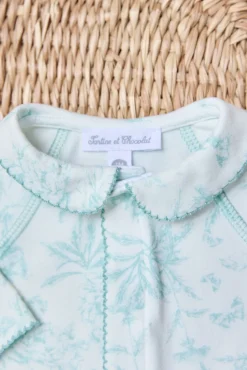 Pyjama Vert d'eau inspiration Toile de Jouy