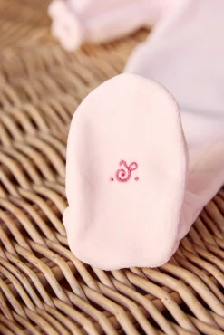 Pyjama Rose pâle col broderies fleurs