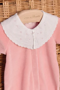 Pyjama Pêche velours broderies