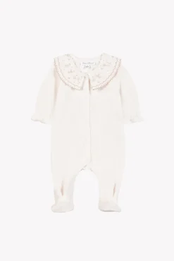 Pyjama Ecru velours broderies