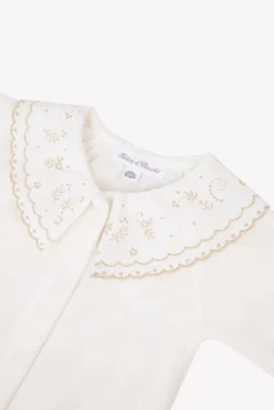 Pyjama Ecru velours broderies