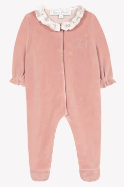 Pyjama Rose en velours imprimé inspiration Toile de jouy