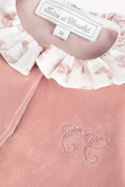Pyjama Rose en velours imprimé inspiration Toile de jouy