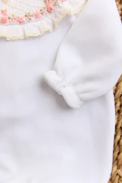 Pyjama Blanc col broderies fleurs