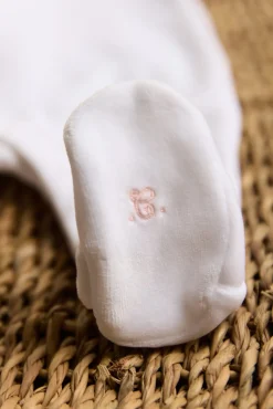 Pyjama Blanc col broderies fleurs