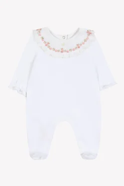 Pyjama Blanc col broderies fleurs