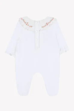 Pyjama Blanc col broderies fleurs