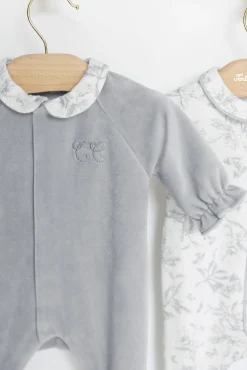 Pyjama Gris en velours imprimé inspiration toile de jouy