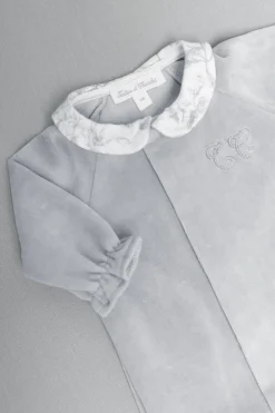 Pyjama Gris en velours imprimé inspiration toile de jouy