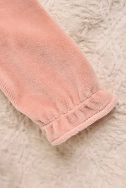 Pyjama Pêche velours col dentelle