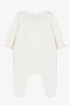 Pyjama Ecru col velours dentelle