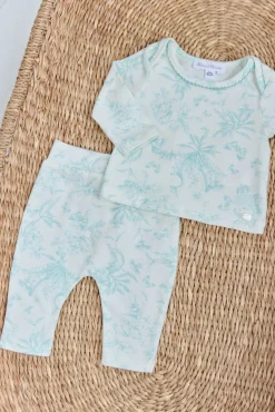 Pyjama deux pièces Vert d'eau inspiration Toile de Jouy