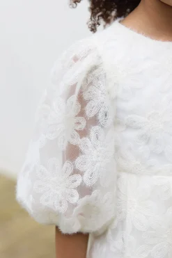 Robe Ecru tulle fleuri