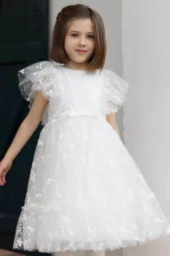 Robe Ecru en voile brodé