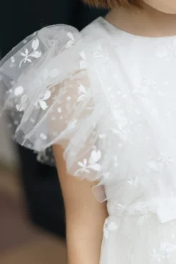 Robe Ecru en voile brodé