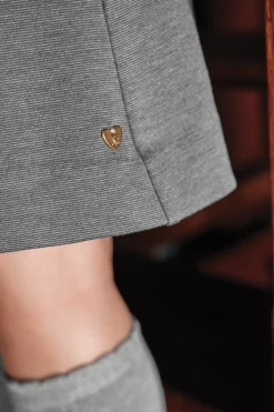 Robe Gris chiné col volanté