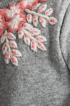 Robe Gris chiné broderies