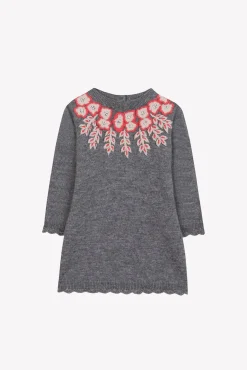 Robe Gris chiné broderies