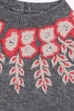 Robe Gris chiné broderies