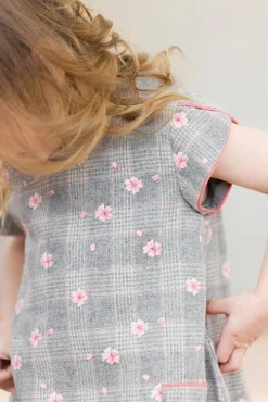 Robe Gris chiné fleurs