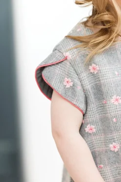 Robe Gris chiné fleurs